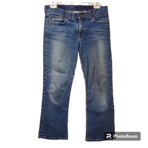 Lucky Brand Stretch Distressed Lowered Peanut Crop Blue Jeans